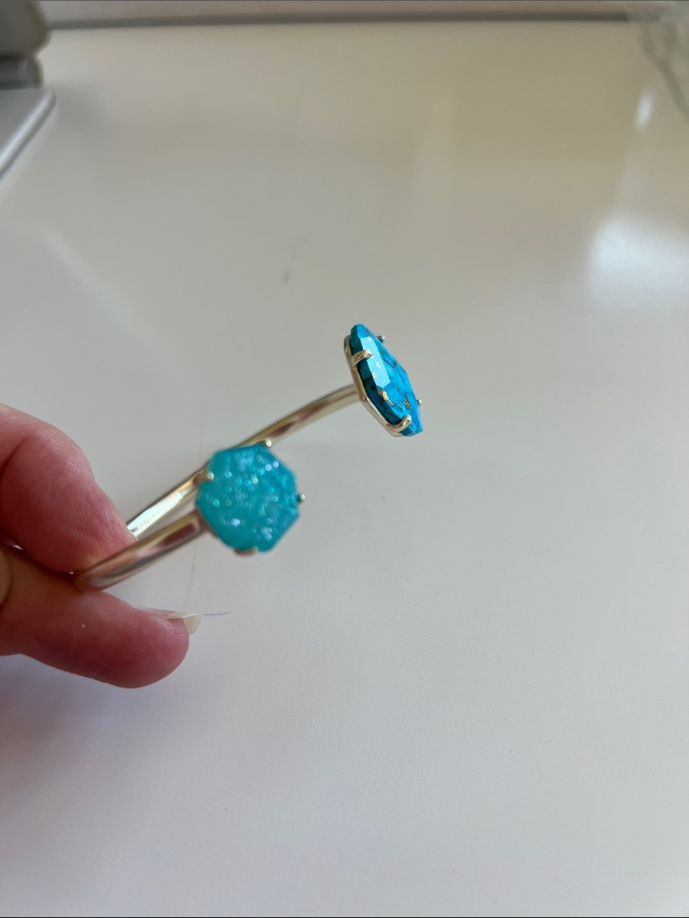 Kendra Scott Gold Open Cuff Bracelet with Turquoise Stones - Picture 4 of 4